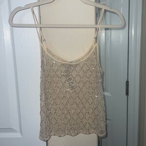 Sheer mesh beaded top
